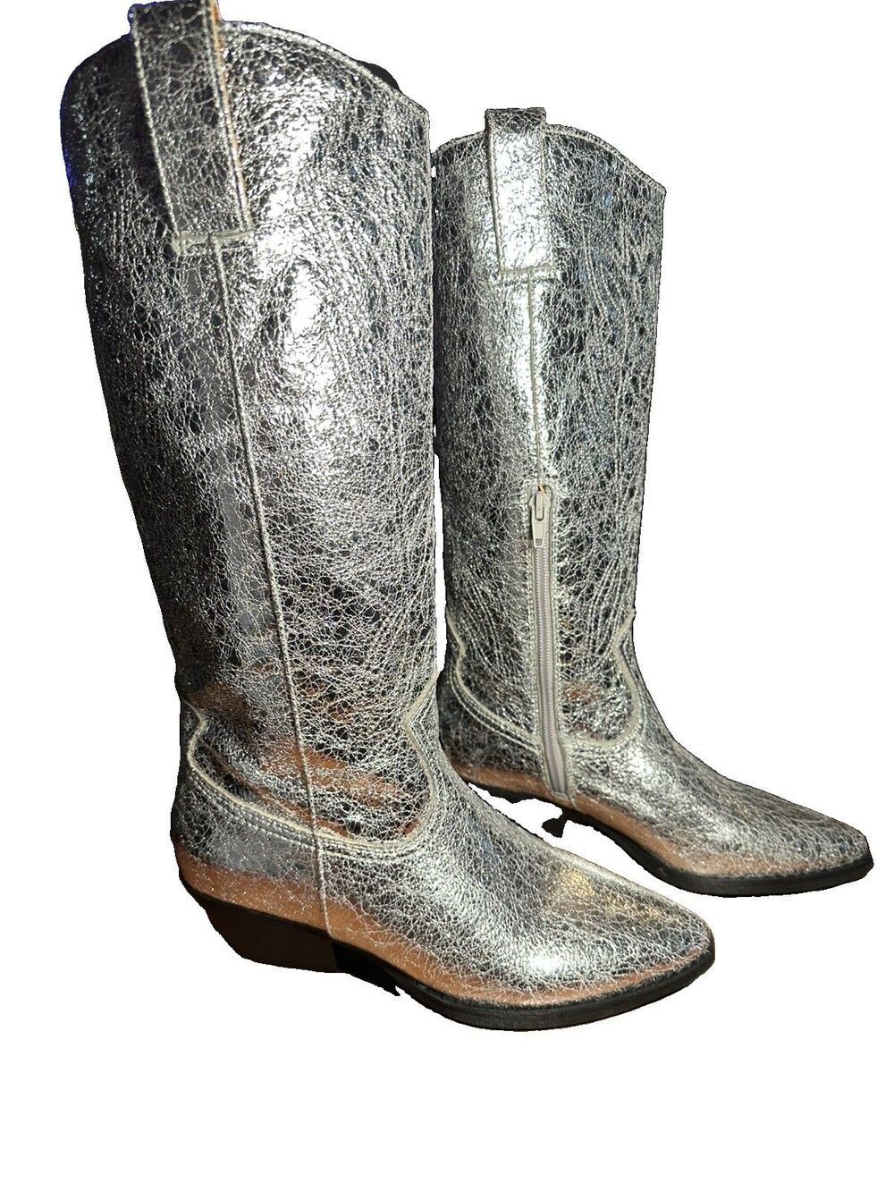 Zodiac Women's Morghan Cowboy Boot Size 7 silver metallic